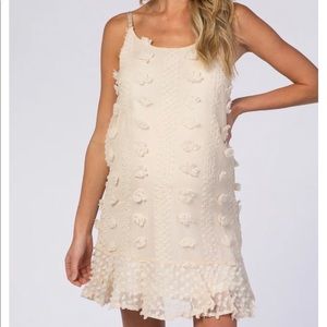 NWT PinkBlush Cream Thin Strap Maternity Dress